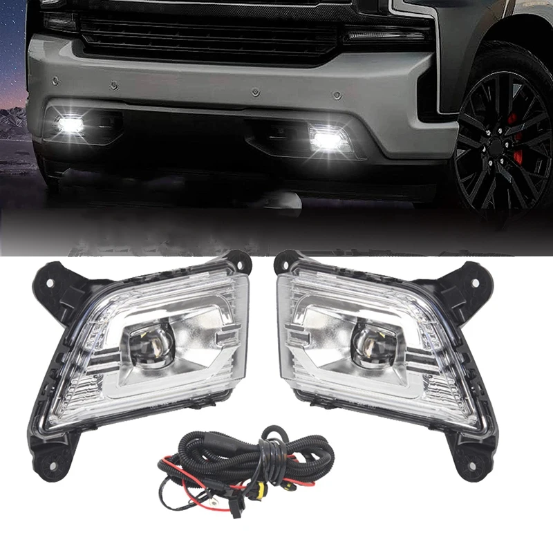 

Bumper LED Assembly Daytime Light Lamp Fog Lights Drive Fog Lamps Compatible For 2019 2020 Chevrolet Silverado 1500