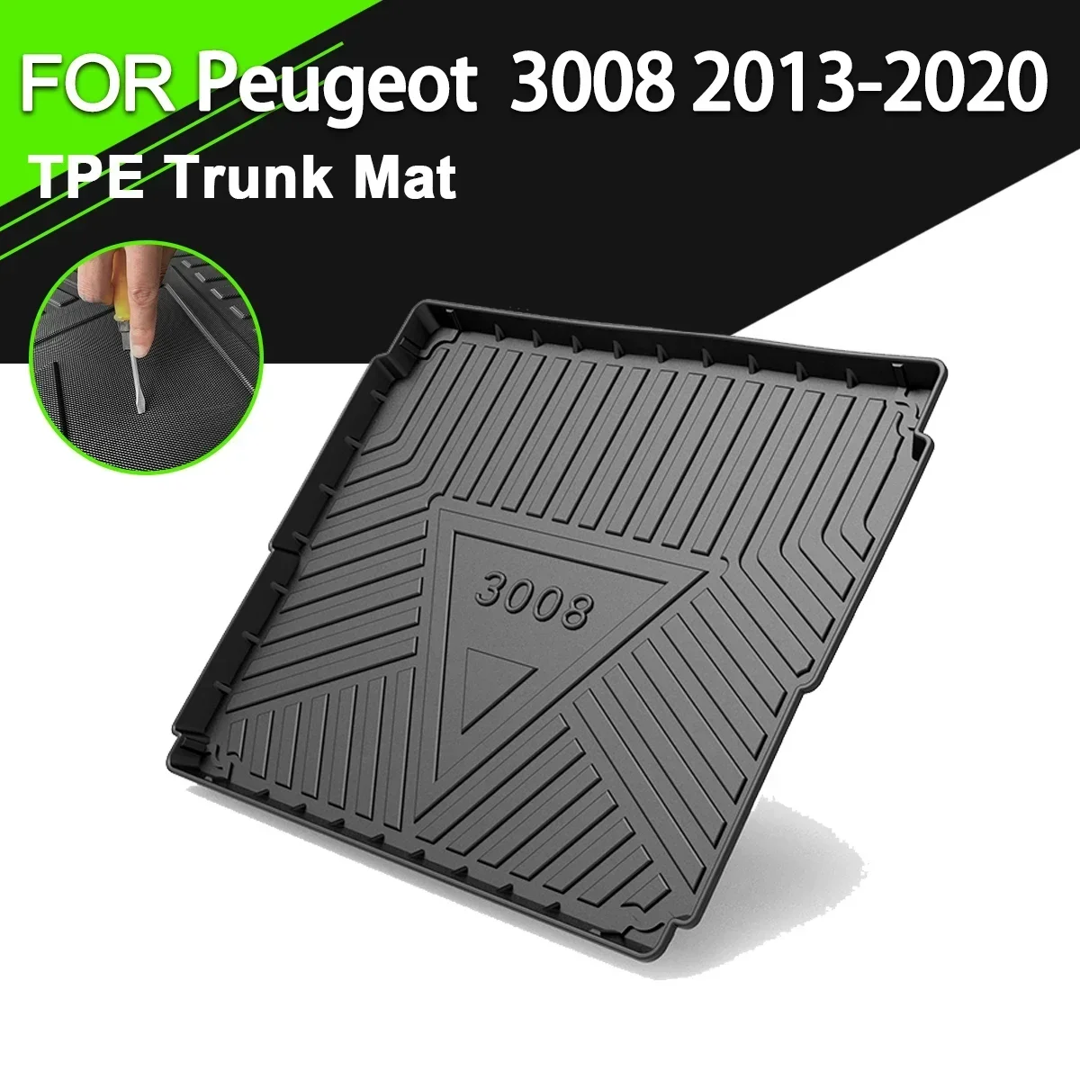 

Коврик для заднего багажника автомобиля для Peugeot 3008 2013-2020, ТПЭ, водонепроницаемые Нескользящие резиновые подкладки для груза, аксессуары