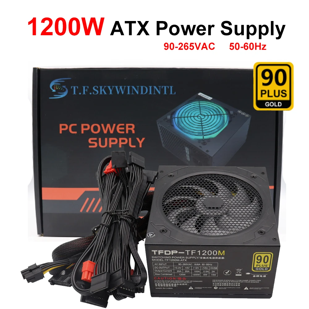 NEW Gold ATX Desktop Gamer 1200W PC Power Supply Semi Modular Power