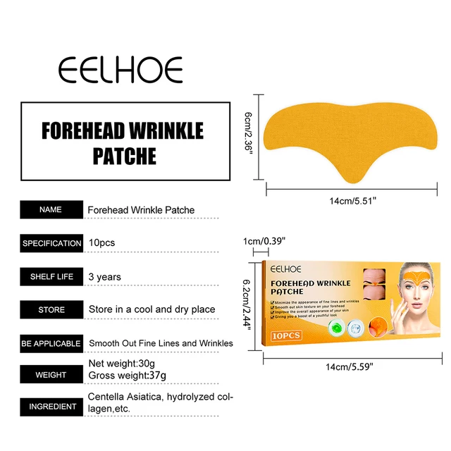 100-10pcs Collagen Forehead Wrinkle Patch Face Mask Head Lines Remover Masks Lifting Anti-Aging Stickers Skin Care Beauty 6