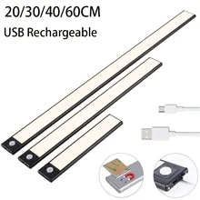 LED Ultra Thin Night Light Motion Sensor Wireless USB Under Cabinet Light For Kitchen Cabinet Bedroom Wardrobe Indoor Lighting