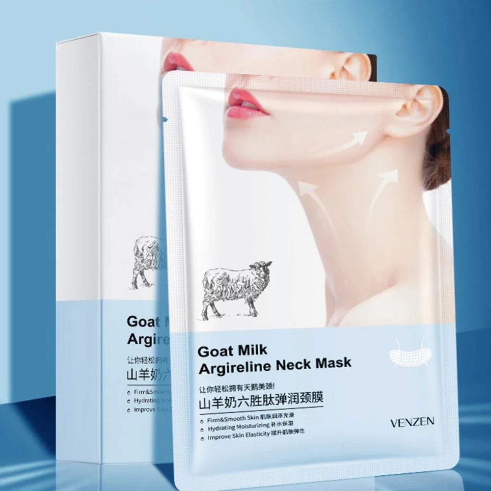 

10Pcs Goat Milk Hexapeptide Neck Mask Hydrating Collagen Firming Anti-Wrinkle Whitening Anti-Aging Beauty Health Moisturizing