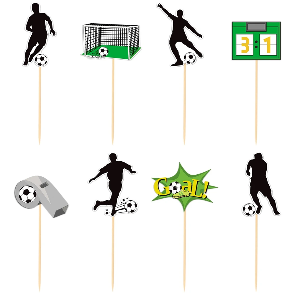 FRIUSATE 28 Stück Fußball-Kuchenaufsätze | Für Sport-Party, Geburtstag & Babyparty | Aus PVC