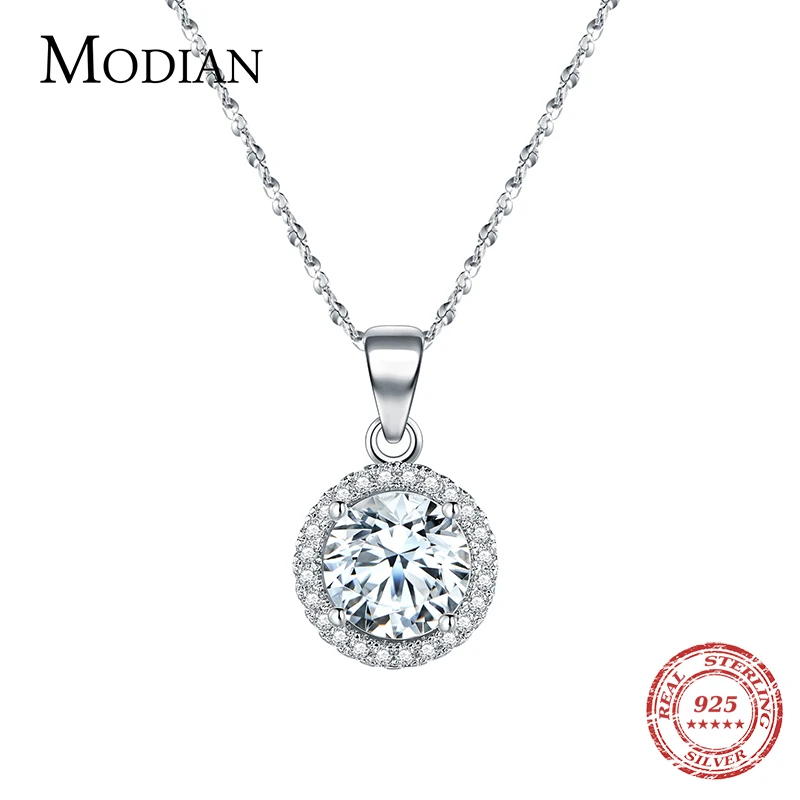 Genuine 925 Sterling Silver Luxury Chain Brand Necklace with 2.0Ct AAAAA Level Zircon Necklaces