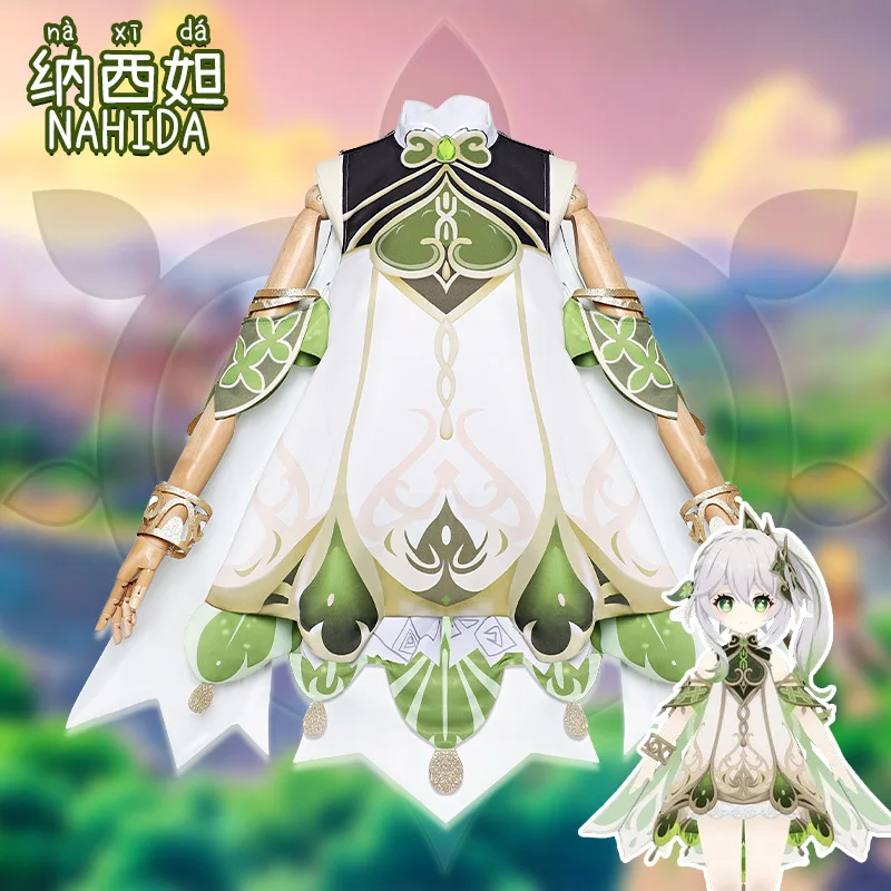 

Nahida Cosplay Costume Genshin Impact Kusanali Cosplay Sumeru Nahida Wig Green Kawaii Girl Dress Halloween Gifts