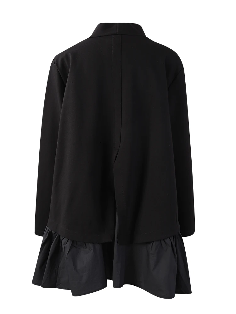 [EAM] Loose Fit Asymmetrical Ruffles Sweatshirt New High Collar Long Sleeve Women Big Size Fashion Tide Spring Autumn 2026 1A529