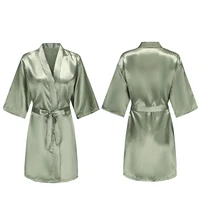 Robes courtes et soyeuses pour femmes, en Satin, pour demoiselle d'honneur, fête de mariée, vêtements de nuit 2