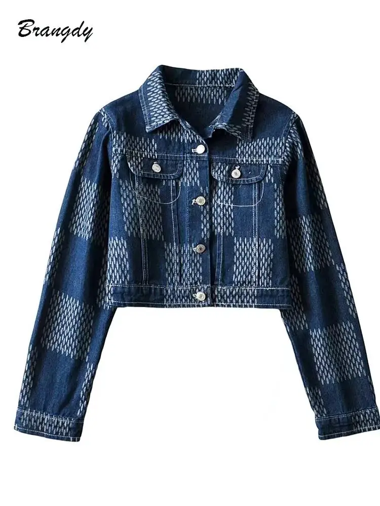 

Icclek 2022 New Denim Jackets For Women High Street Denim Coats Long Sleeve Patchwork Short Jackets Female 2022 Fashion Spring
