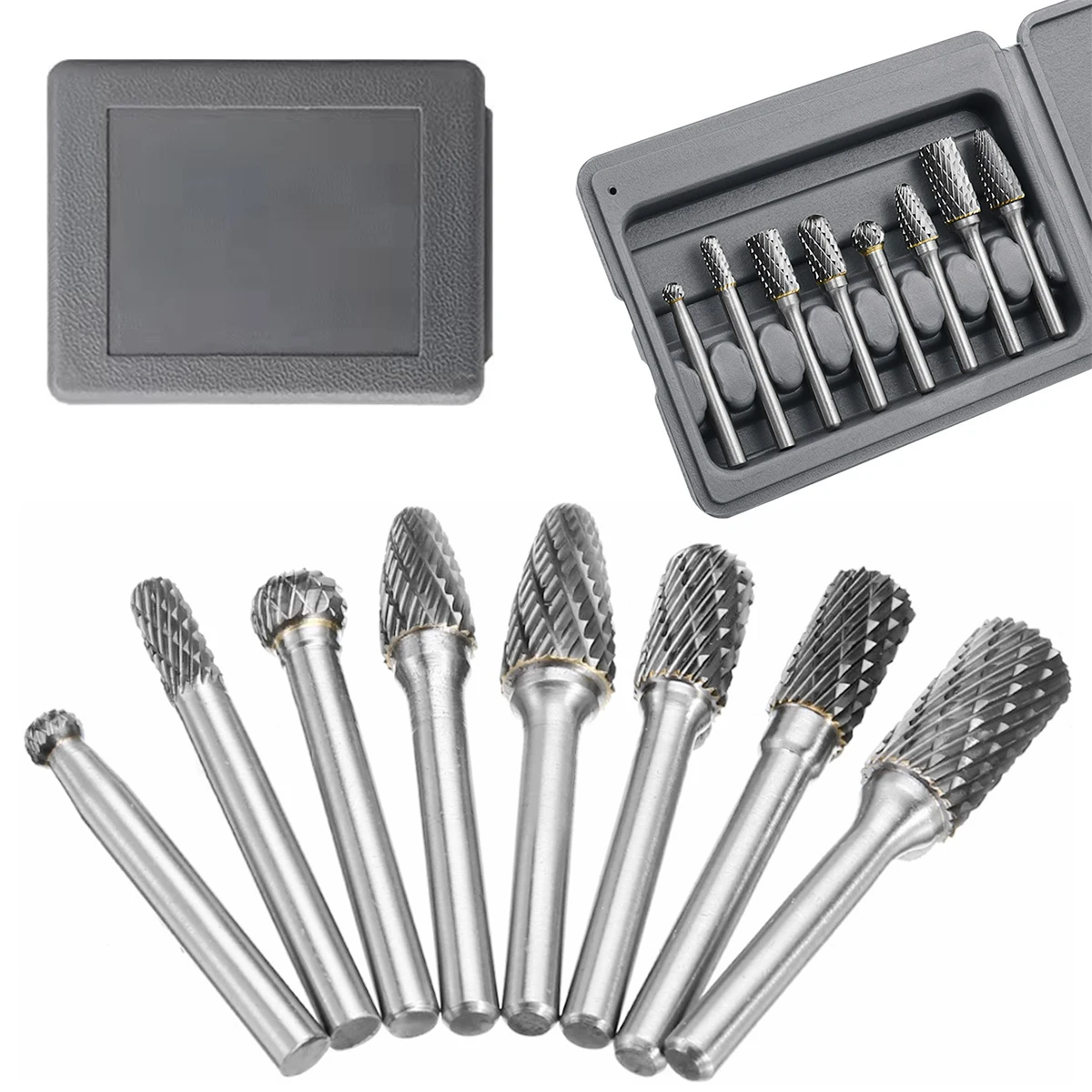 

8Pcs Carbide Burr Set Cut Carbide Rotary Burr Set Sturdy Tungsten Cut Rotary Die Grinder Bits with 1/4inch Shank Professional