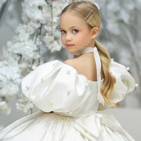 Robe de princesse à manches bouffantes pour filles, jupe complète en tulle, robe de demoiselle d'honneur et de fête d'anniversaire pour recitalies, mariages et Occasions spéciales 3