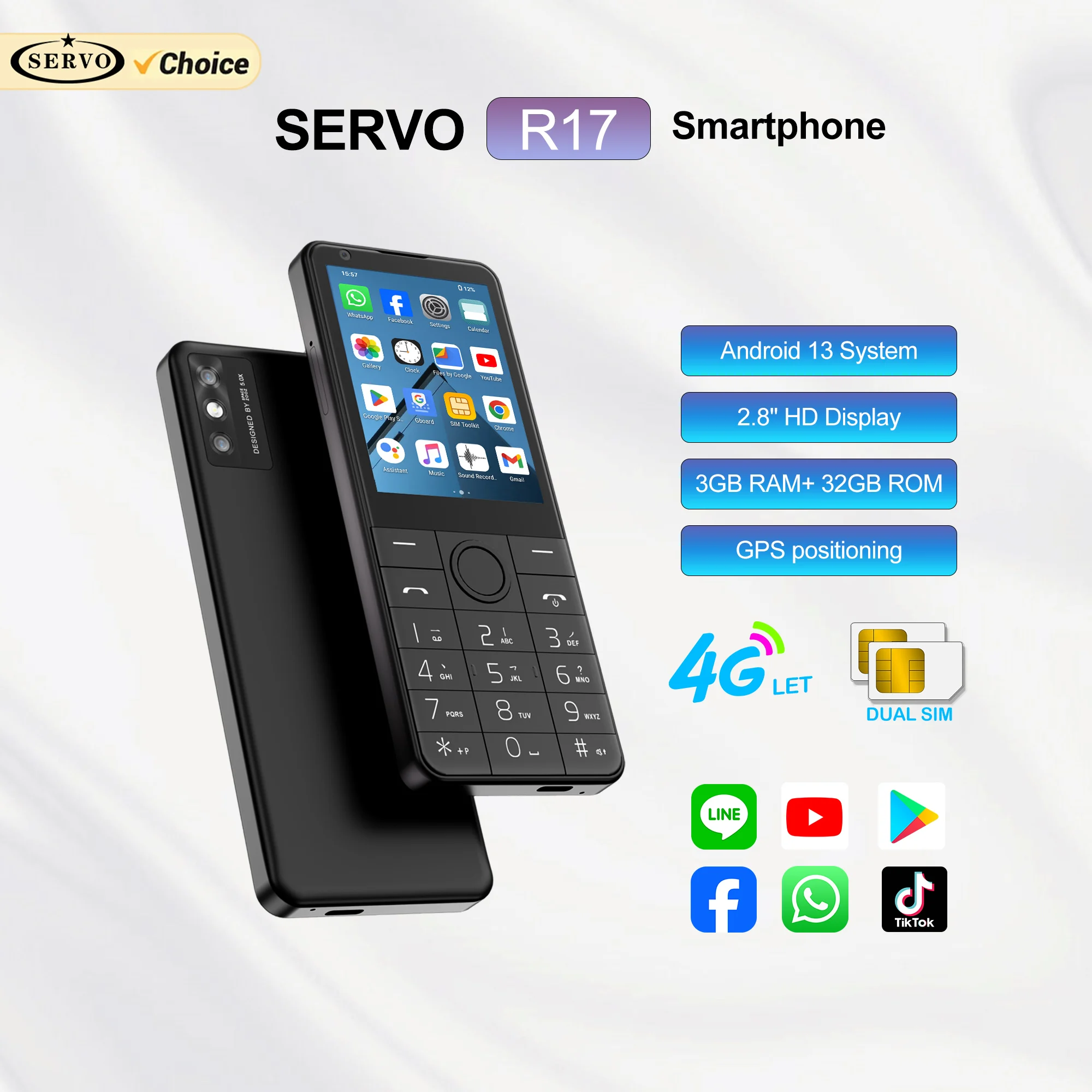 スマートフォン本体 r17 SERVO R17 タッチスクリーン 4G LTE スマートフォン Android13