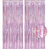 Pink Tinsel Curtain Party Backdrop - GREATRIL Glitter Foil Fringe Curtain Lilac Pink Party Decor Streamers for Birthday 1