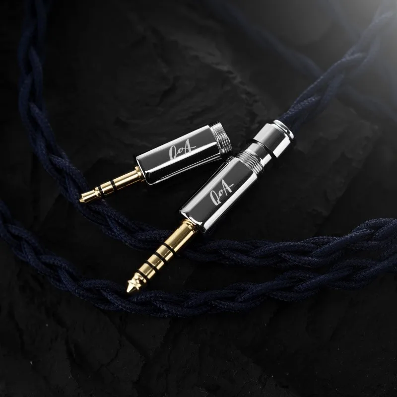 QoA 진 이어폰 케이블 3.5 + 4.4mm 플러그 헤드폰 와이어 0.78mm 2Pin 케이블 헤드셋 HiFi 음악 선물 이어 버드