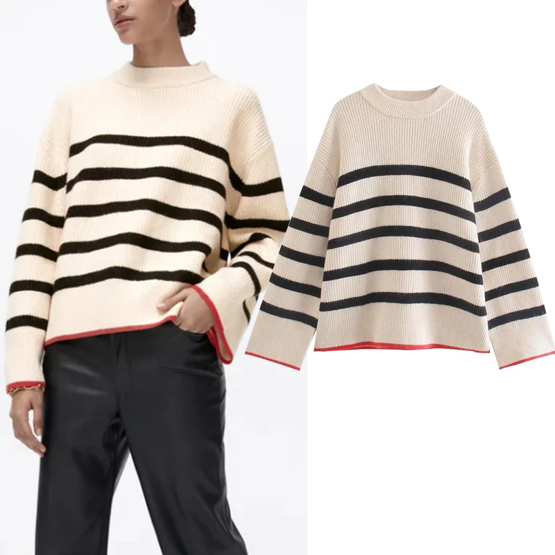 argyle sweater pullover Sweater Women 2021 Fall New Fashion loose striped warm Women Sweater Fashion Elegant youth street sweater women short sleeve cardigan