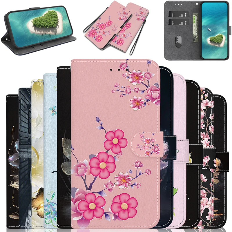 Elegant Stand Flip Wallet Case with Artistic Patterns