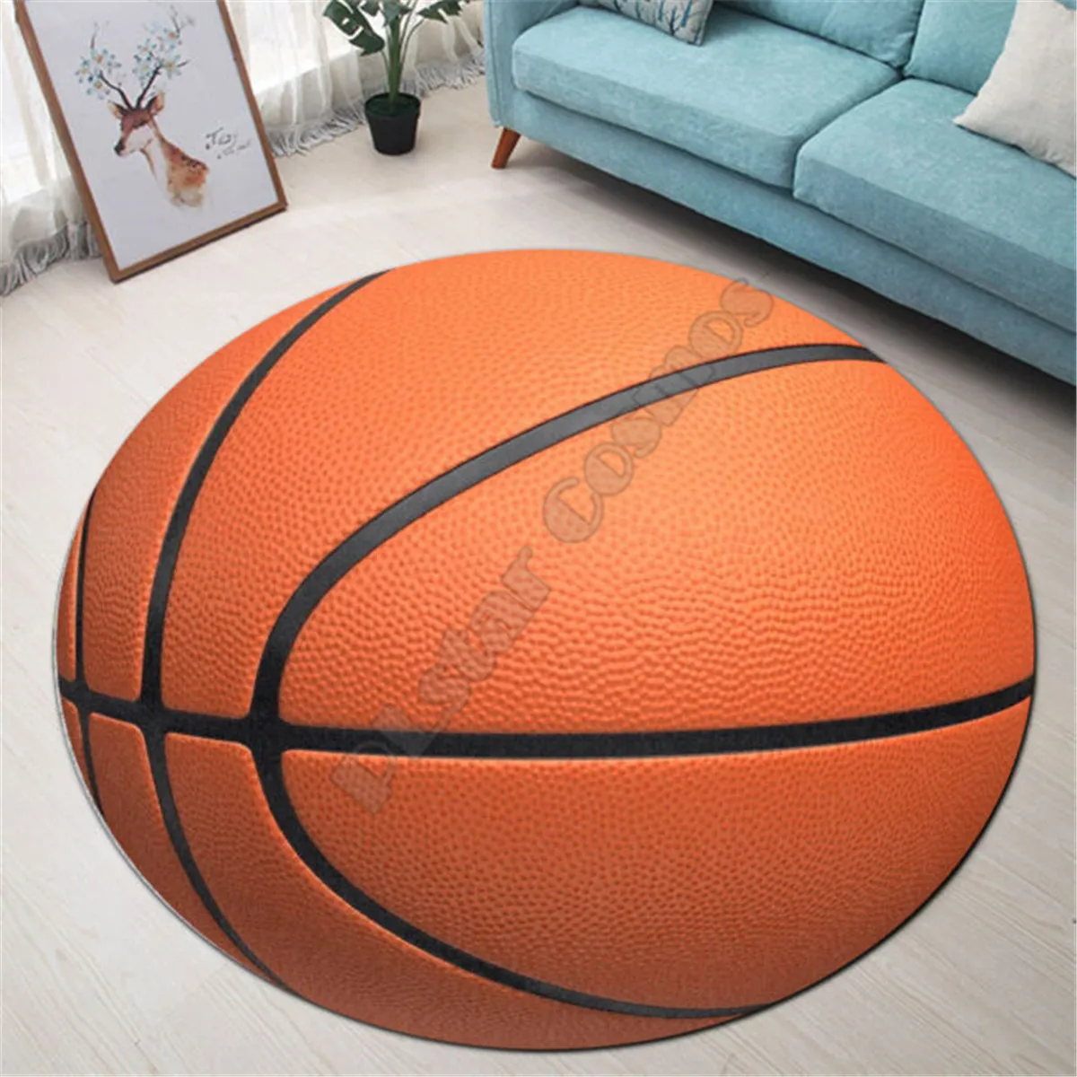 Basketball Premium Round Rug 3D Printed Rug Non-slip Mat Dining Living Room Soft Bedroom Carpet 08