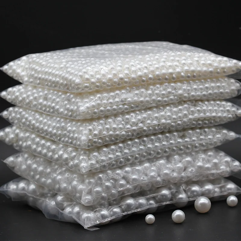 3-20MM ABS Imitation Round Pearls 10-1000pcs/Bag Ivory/White Holes/No Hole Spacer Sewing Beads Necklace Jewelry Making imitation pearl beads,abs beads