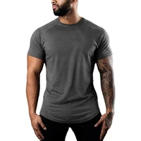 Nouvelle mode plaine hauts t-shirts Fitness hommes col rond T-Shirt à manches courtes jogging musculaire musculation mâle vêtements de sport coupe ajustée T 4