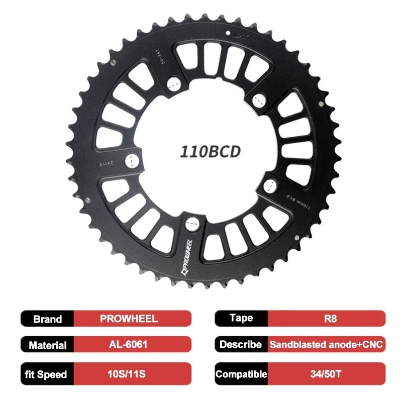 PROWHEEL 110BCD Chainring 5 Bolt 4 Bolt Mountain Bike Chainwheel 34T 50T Bicycle