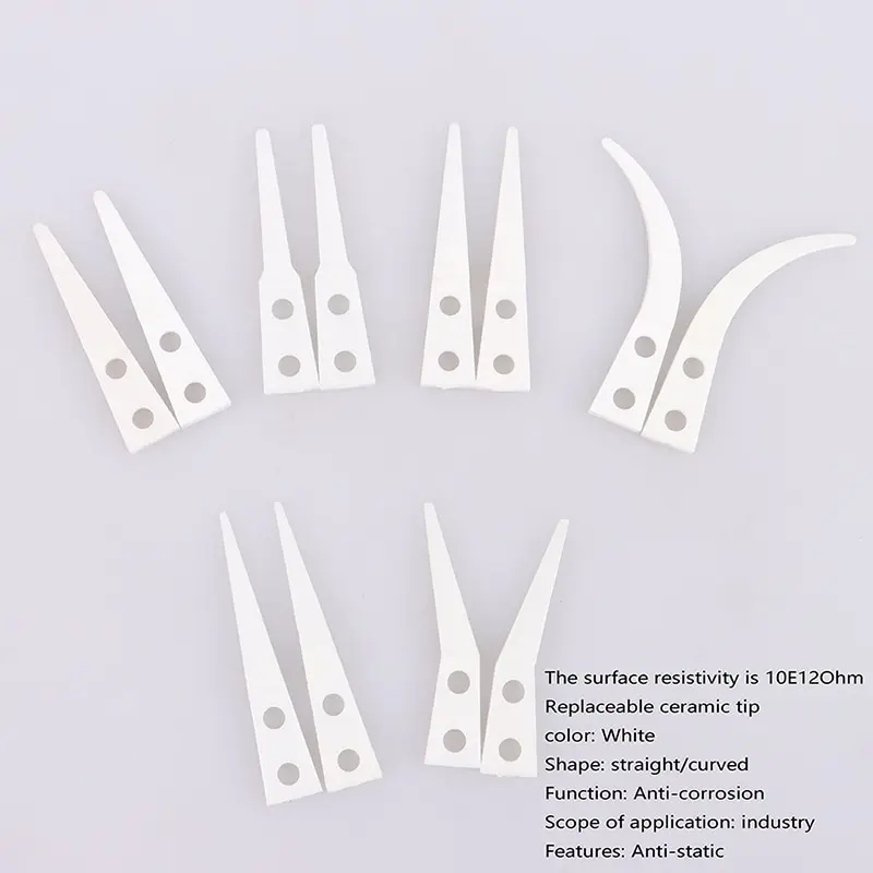 Insulated Straight Curved Tip Anti-static Ceramic Tweezers Electronic Industrial Ceramic Tweezers For Industry Tool 2Pcs For precision tweezers,tweezer tool,esd anti static tweezers,ceramic tweezers