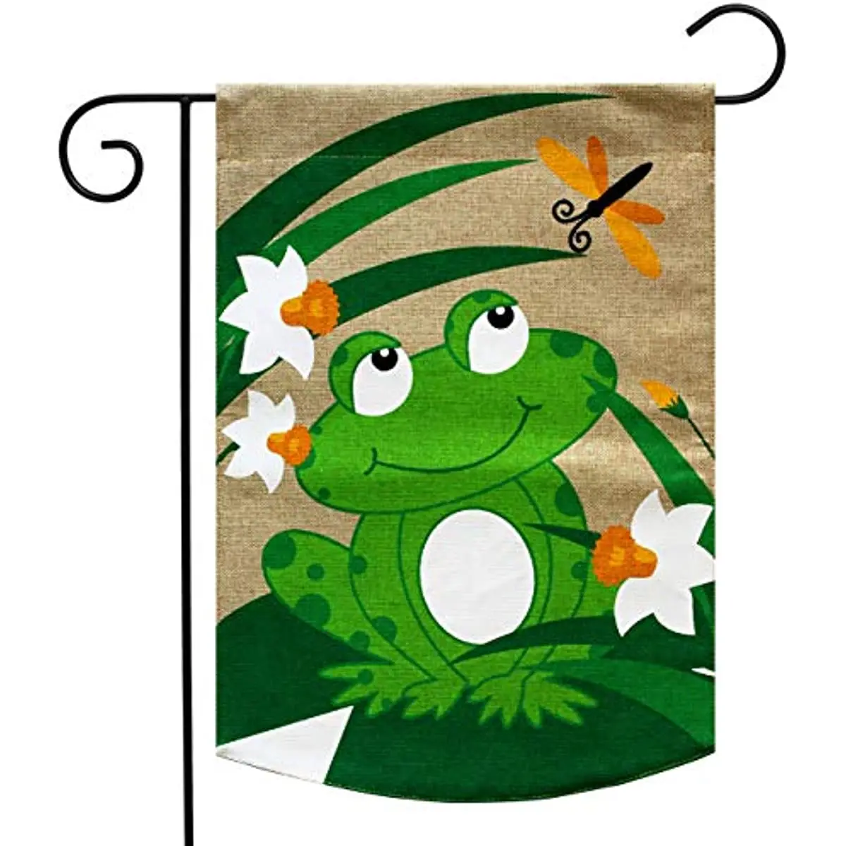 

New Happy Frog Burlap Summer Garden Flag 12.5" x 18"