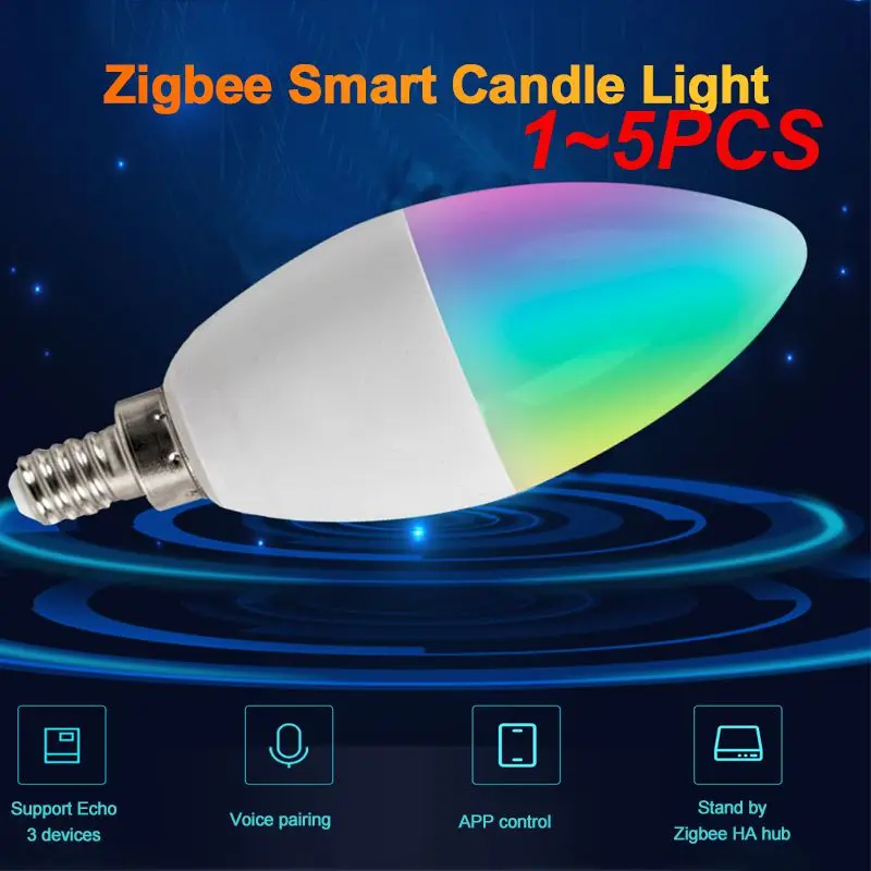 

1~5PCS Tuya Smart Candle Bulb Smart Home E12 E14 Works With Alexa Home 5w Led Bulb Voice Control 3.0 Rgbcw