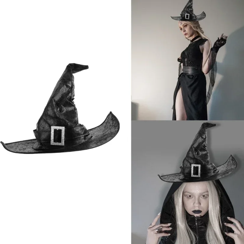 Leather Witch Wizard Hat for Halloween Cosplay Costume
