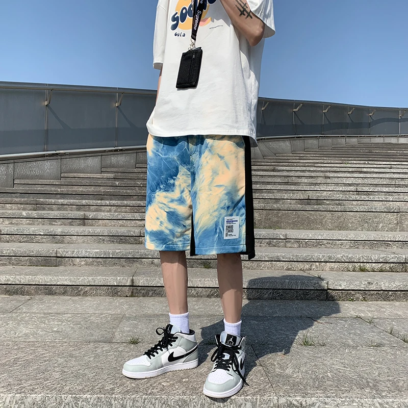 Estilo japonês shorts homens casual wear hip hop imprimir calças