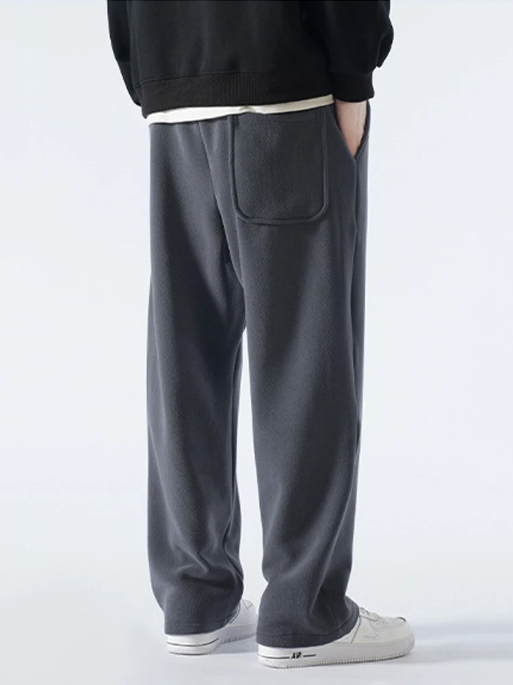 Winter Men's Sweatpants Korean Fashion Thick Warm Fleece Wide Leg Straight Loose Track Pants Male Casual Thermal Velvet Trousers 5