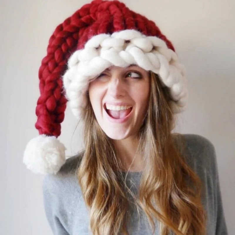 Crochet Knitted Christmas Hats Winter Warm Hat Christmas Decoration New Year Festive Party Supplies Santa Claus Hat Gifts