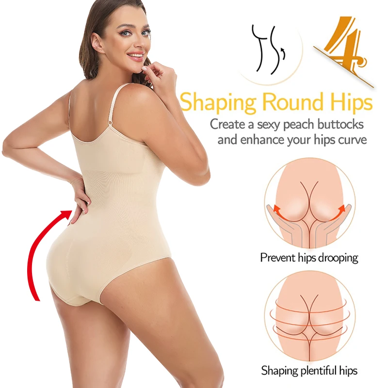Women Bodysuit Shapewear Smooth Body Briefer Butt Lifter Tummy Control Body  Shaper Extra Firm Seamless One Piece Shaper with Bra