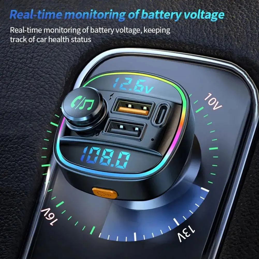 

FM-трансмиттер автомобильный с поддержкой Bluetooth 5,0 и mp3-плеером, 22,5 Вт