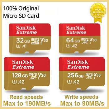 SanDisk 익스트림 마이크로 SD 카드, 마이크로 SDXC UHS-I 메모리 카드, A2 U3 4K 플래시 TF 마이크로 SD 카드, 스팀 데크 카메라 고프로 닌텐도