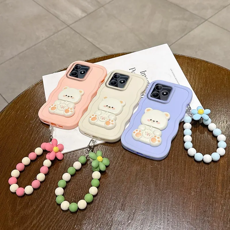 Wave-Designed Silicone Bracket Lanyard Phone Case