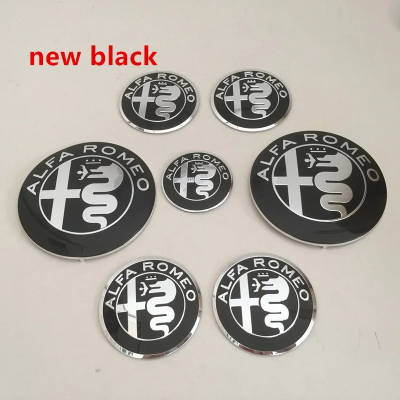 7-Piece Alfa Romeo Emblem Set: Premium Wheel, Hood, and Trunk Styling Kit