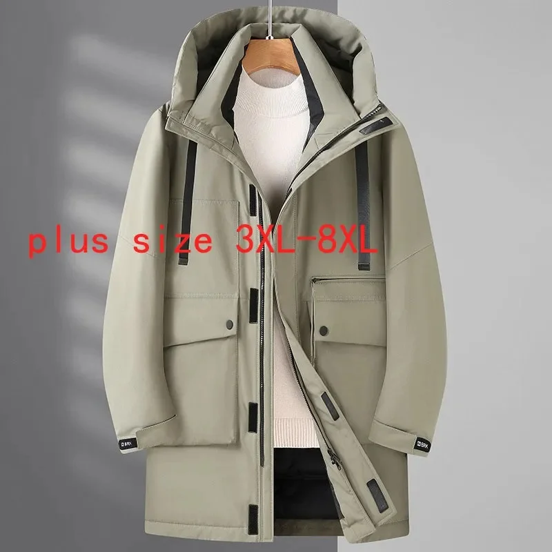 

New Arrival Fashion Suepr Large Winter Men Thickened Long Warm Stand Collar Hooded Down Jacket Plus Size 3XL 4XL 5XL 6XL 7XL 8XL