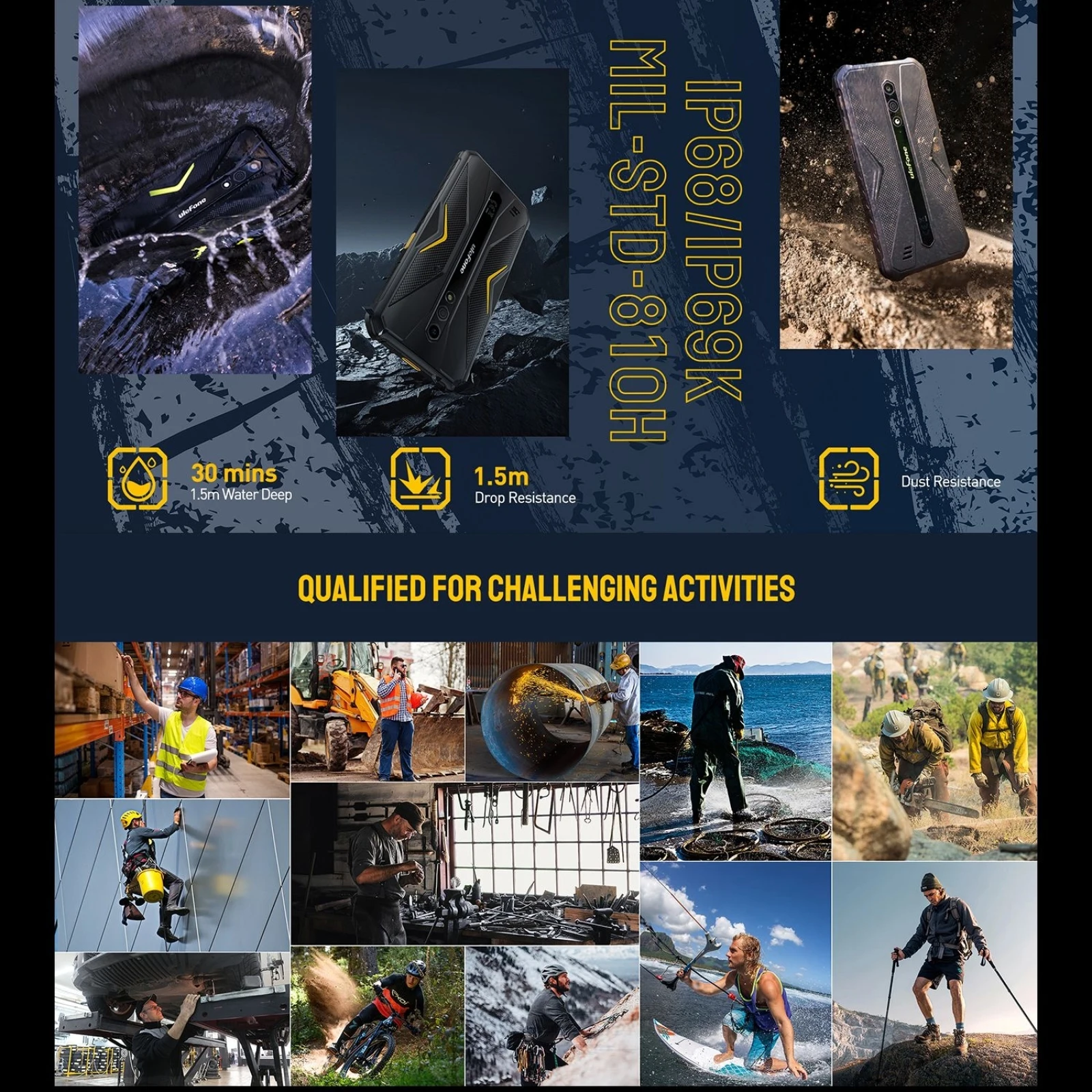 Ulefone Armor X12 Rugged Phone 3GB+32GB IP68 / IP69K 5.45'' Android 13 MediaTek Helio A22 4860mAh 4G NFC Global Version Cellphon