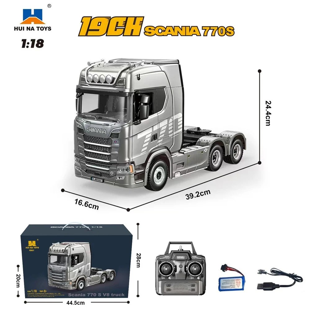 HUINA 1501 カーヘッド 770S V8 1/18 RC 合金トラクタートラック 19CH