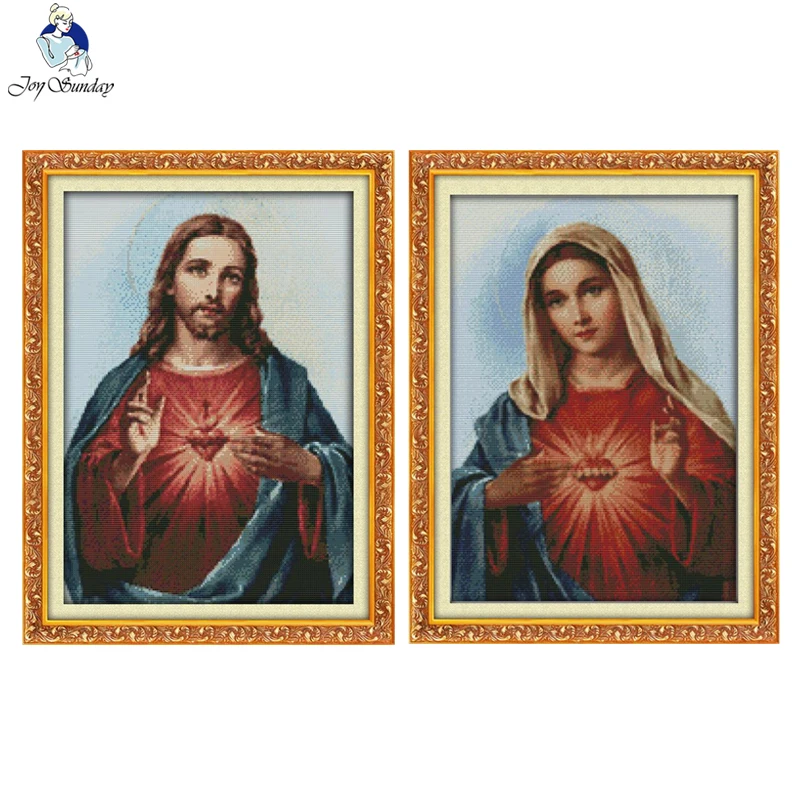 Freude Sonntag Jesus heiliges Herz Muster Kreuz stich Kits DIY dmc Faden 14ct 16ct bedruckte Leinwand Nadel Stickerei Set Wohnkultur