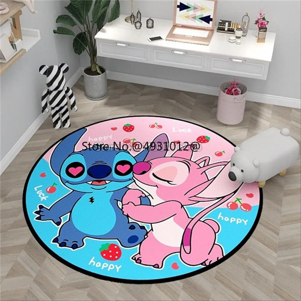 

2023 Disney Lilo & Stitch Baby Playmat Round 100cm Carpet for Living Room Large Bedroom Area Rugs Anti Slip Floor Mat Home Decor