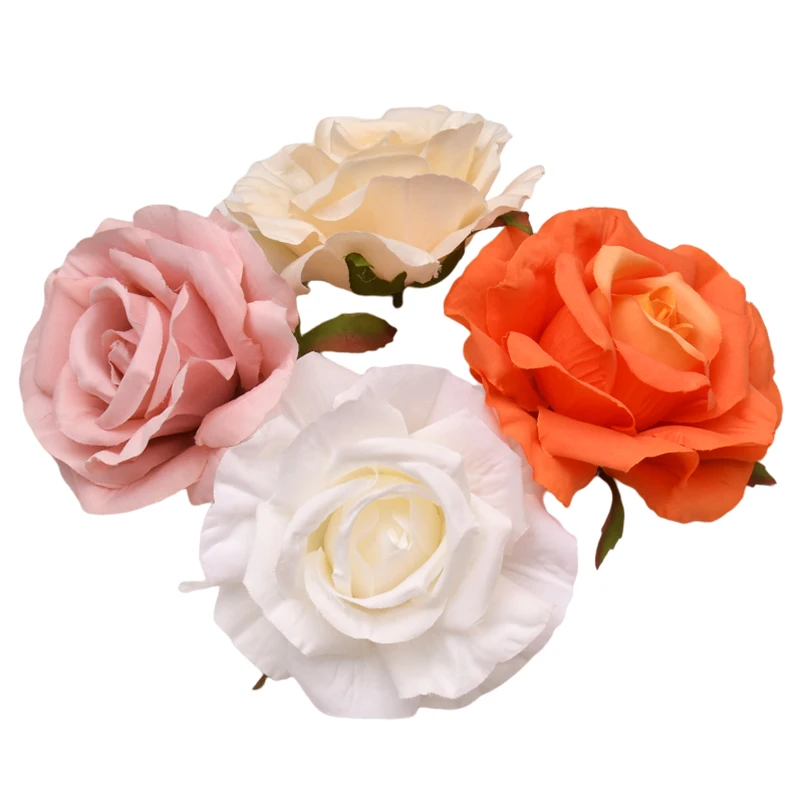 Silk Roses Flowers Heads Big Large White Roses Artificial White