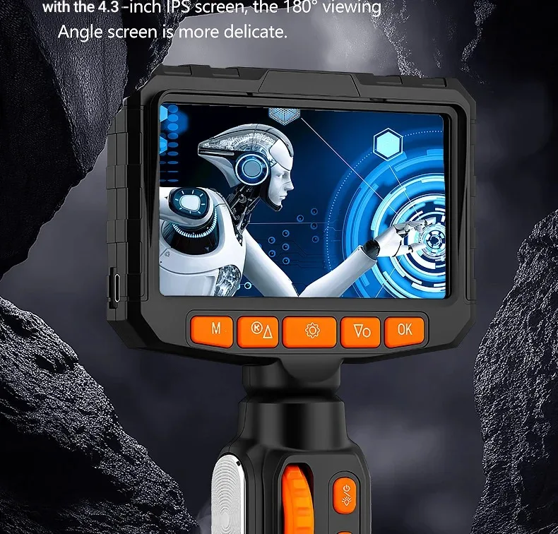 360 Articulating Borescope 1080P 6.0mm 4.3inch LCD Monitor Industrial Inspection Camera With 2 Way Articulation For Automotive