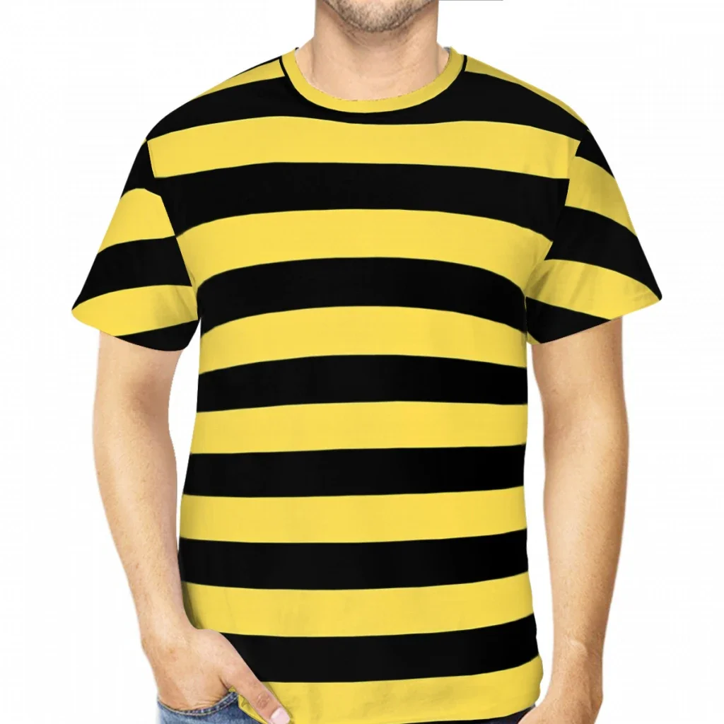 Schwarz-gelb gestreiftes Bienen-T-Shirt für Männer und Frauen, lässig, Rundhalsausschnitt, kurze Ärmel, lustige ästhetische Streetwear, Unisex, lockeres Sommer-Top