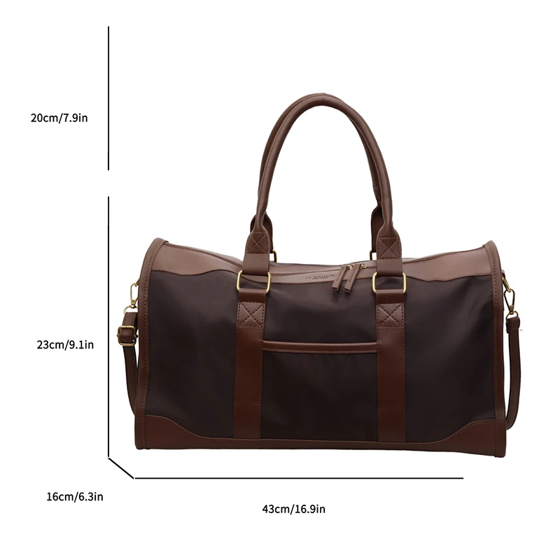 Elegant Leather Travel Bag – Adjustable, Large Capacity Weekend Bag with Zipper Closure and Durable Leather Straps