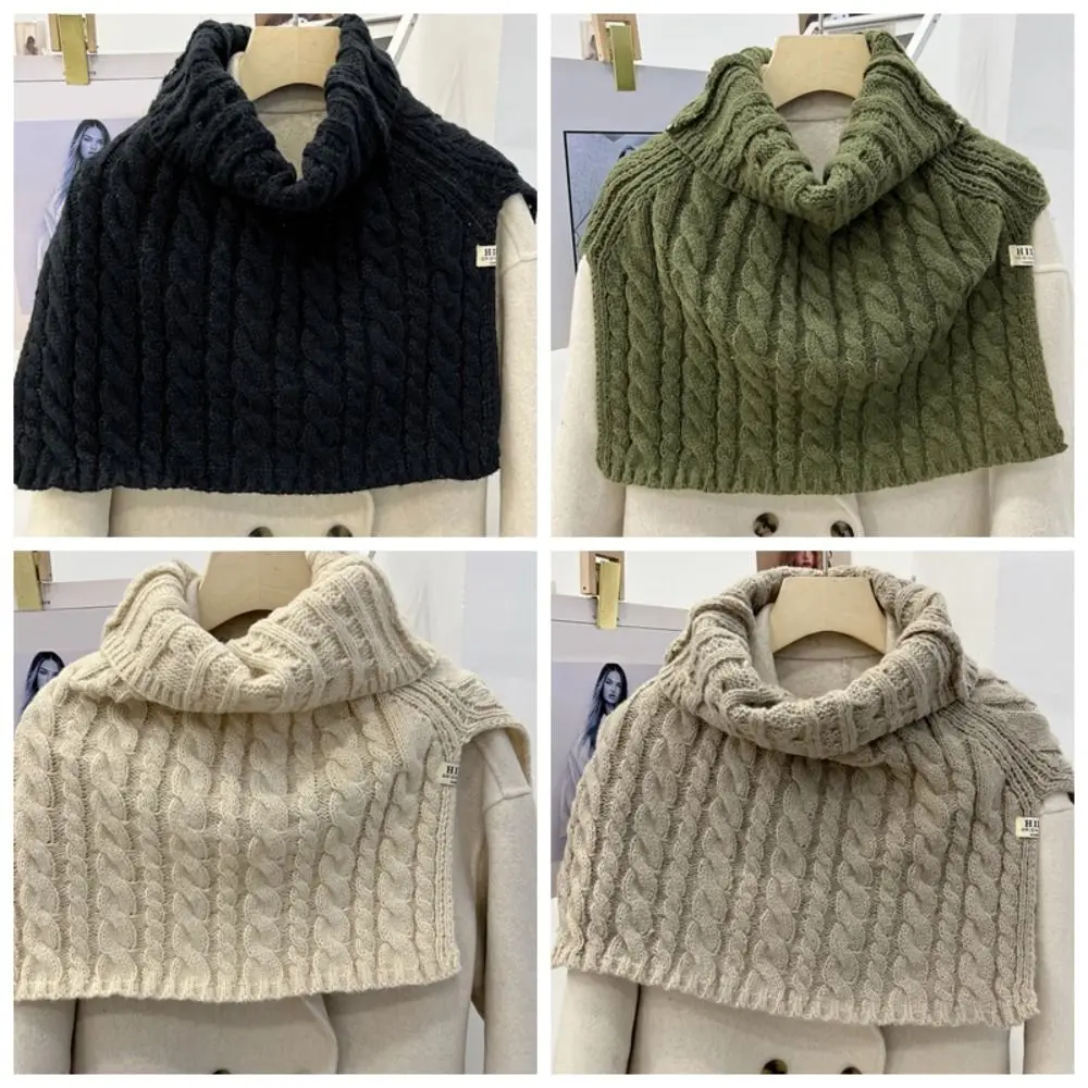 Twist High Collar Shawl Elegant Irregular Solid Color Shawl Wraps Knitted Cape Korean Style Scarves Neck Wraps Girl