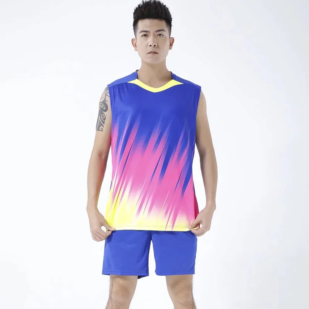 volleyball shirts Men Badminton Shirt pingpong sleeveless T Shirts Table Tennis Set Team Game Running Sport Fitness Gym