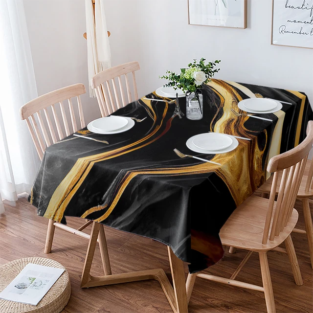 Nappe de Table à Manger Imperméable Noire, Nappe Rectangulaire, Nappe  Ronde, Décoration de Cuisine, Textile de Maison, Marbre, Bergame, ix -  AliExpress