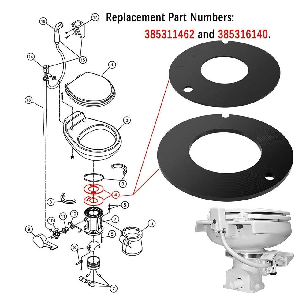 Toilet Rubber Seal 385311462&385316140 for Dometic/Sealand/VacuFlush RV Camper 510/506+ 510+/1006 1008/EcoVac 146-149 2pcs/1set bathroom hardware set bathroom hardware accessories plumbing tool
