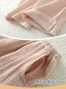 Muslin 100% Cotton Gauze 2 Piece Sets Womens Outfits Button Up Short Sleeve Tees + Long Trouser Sets Comfortable Tracksuit 4
