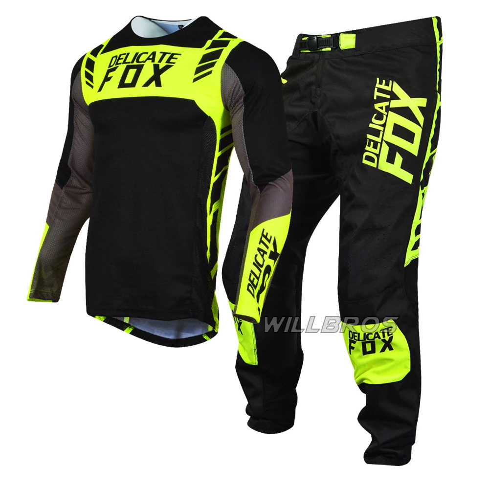 Delicate Fox 180 360 Gear Set Motocross Jersey Pants Combo MX BMX Dirt Bike Outfit Mountain Bicycle Off-road Men Suit For Adult